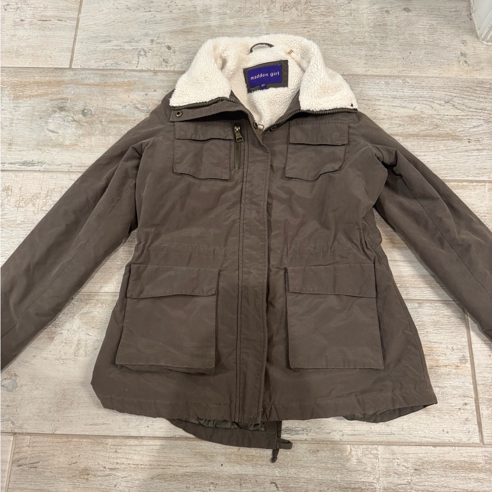 Green Sherpa Lined Madden Girl Winter Jacket Size S